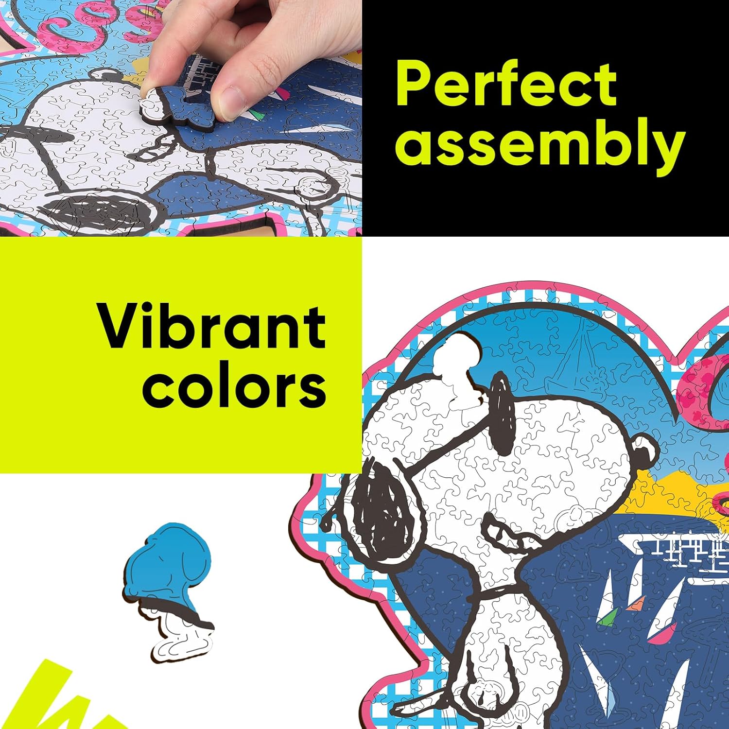 Vibrant colors and precise fit Snoopy wooden puzzle